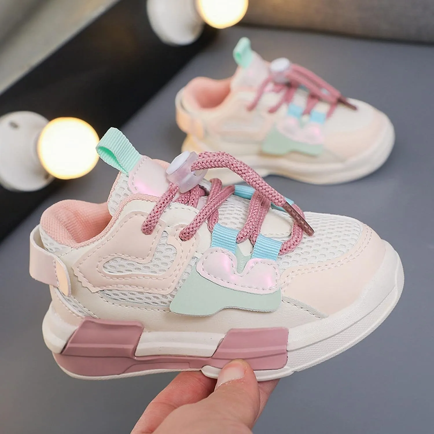 1 to 11 Years Toddler Kids Sports Shoes Lace-up Breathable Outdoor School Trainers Basketball Little Girls Shoes 4t