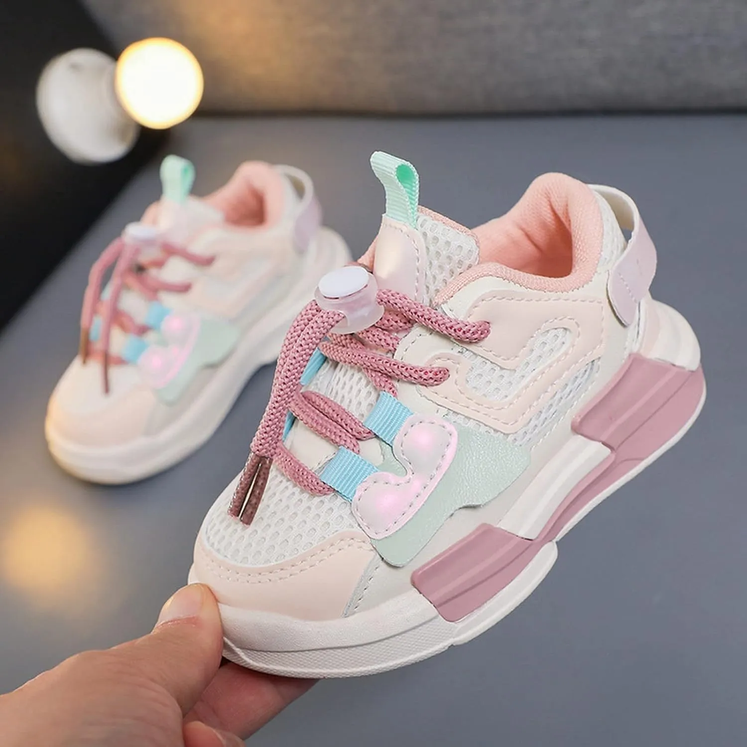 1 to 11 Years Toddler Kids Sports Shoes Lace-up Breathable Outdoor School Trainers Basketball Little Girls Shoes 4t
