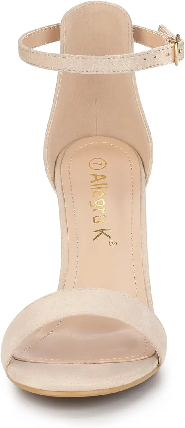 Allegra K Women's Suede Ankle Strap High Stiletto Heel Sandals