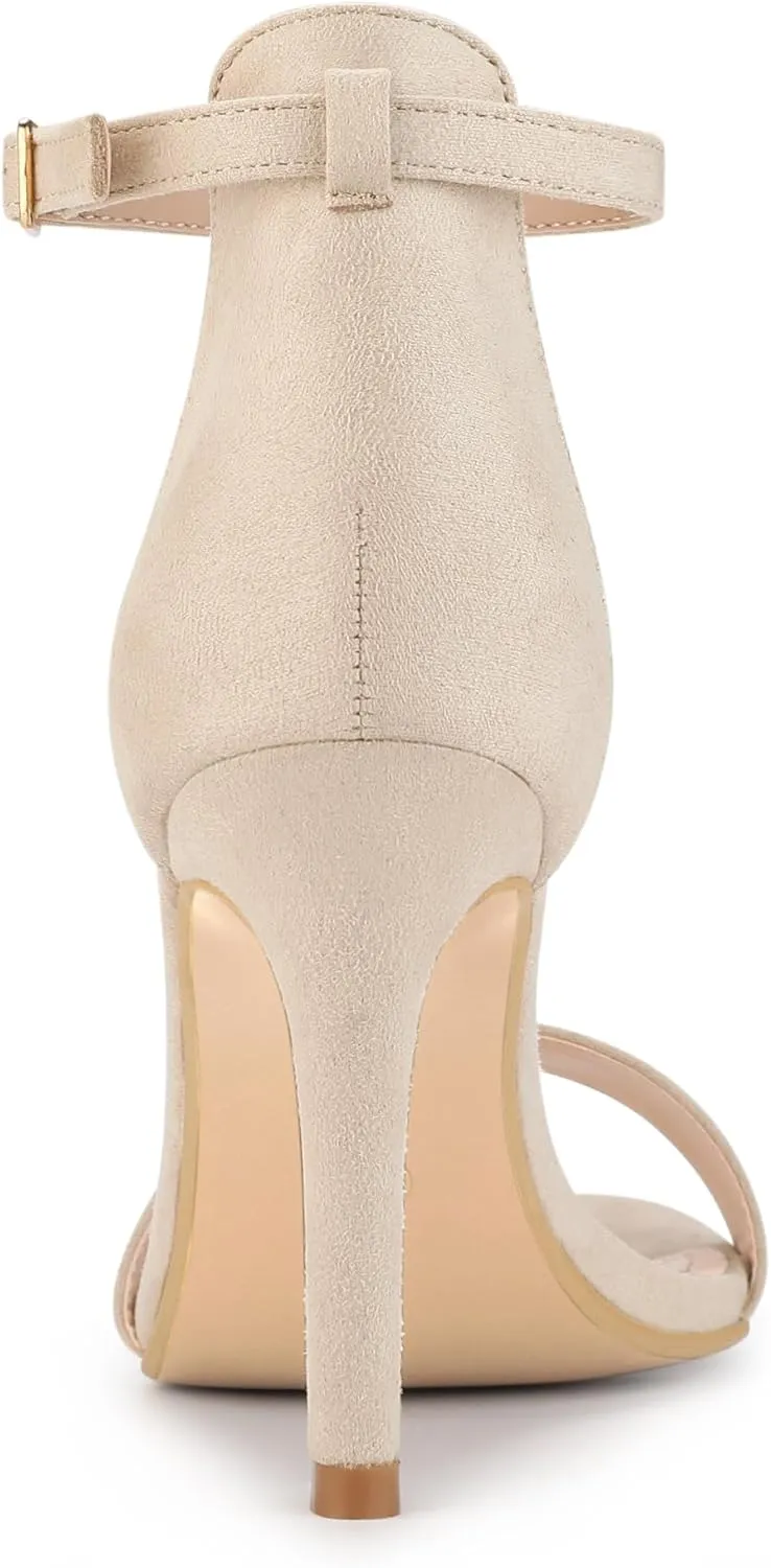 Allegra K Women's Suede Ankle Strap High Stiletto Heel Sandals