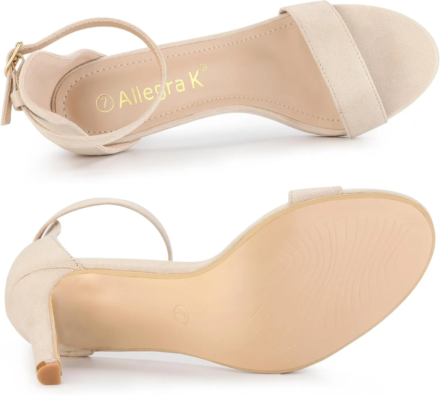 Allegra K Women's Suede Ankle Strap High Stiletto Heel Sandals