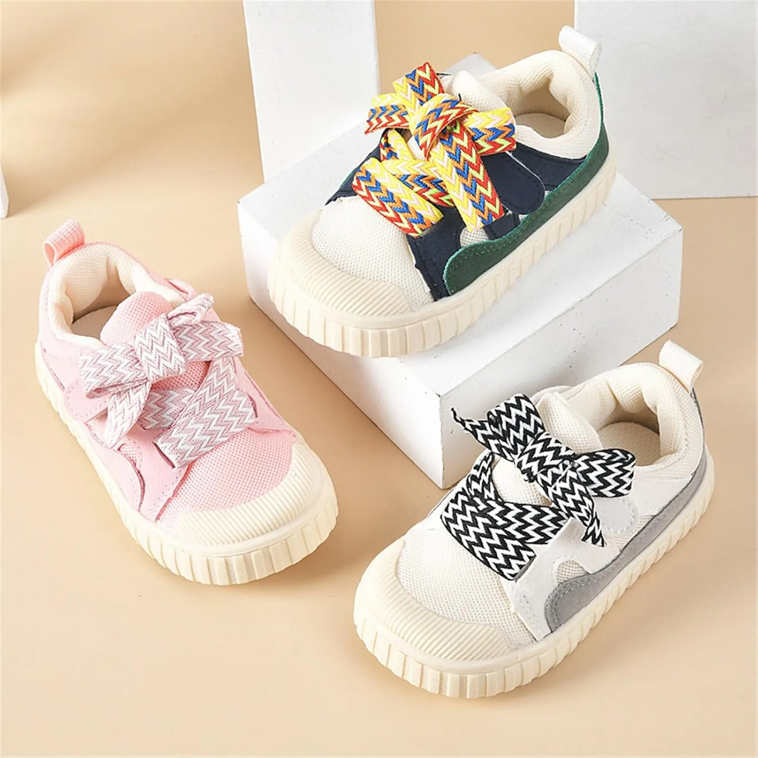 Boys 2024 New Tennis Shoes Big Kid Baby Sneakers Boys and Girls Spring and Autumn Colorful Design Soft Bottom Wide