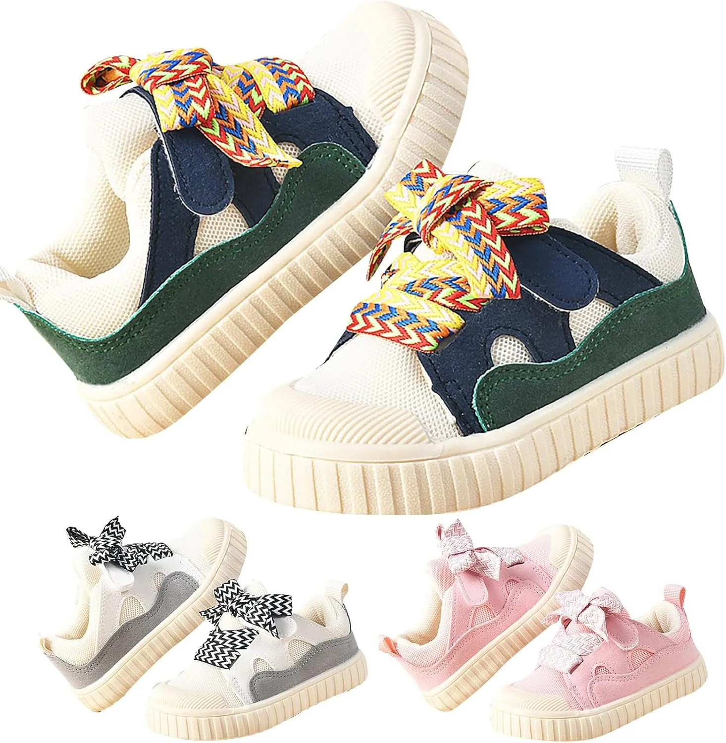 Boys 2024 New Tennis Shoes Big Kid Baby Sneakers Boys and Girls Spring and Autumn Colorful Design Soft Bottom Wide