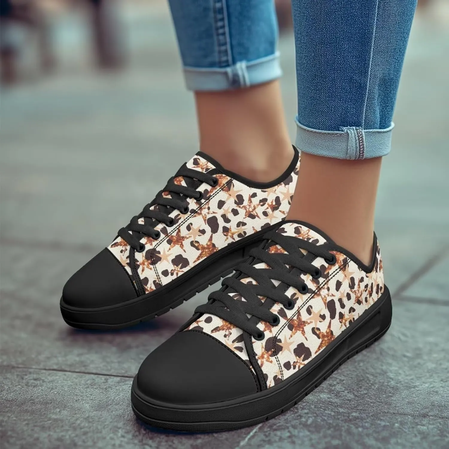 Canvas Shoes Fashion Sneakers for Women Casual Tennis Shoes with Non Slip EVA Sole Low Top Walking Footwear