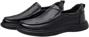 Chic Men's Leather Derby Dress Shoes with Round Toe and Slip-Resistant Rubber Outsole
