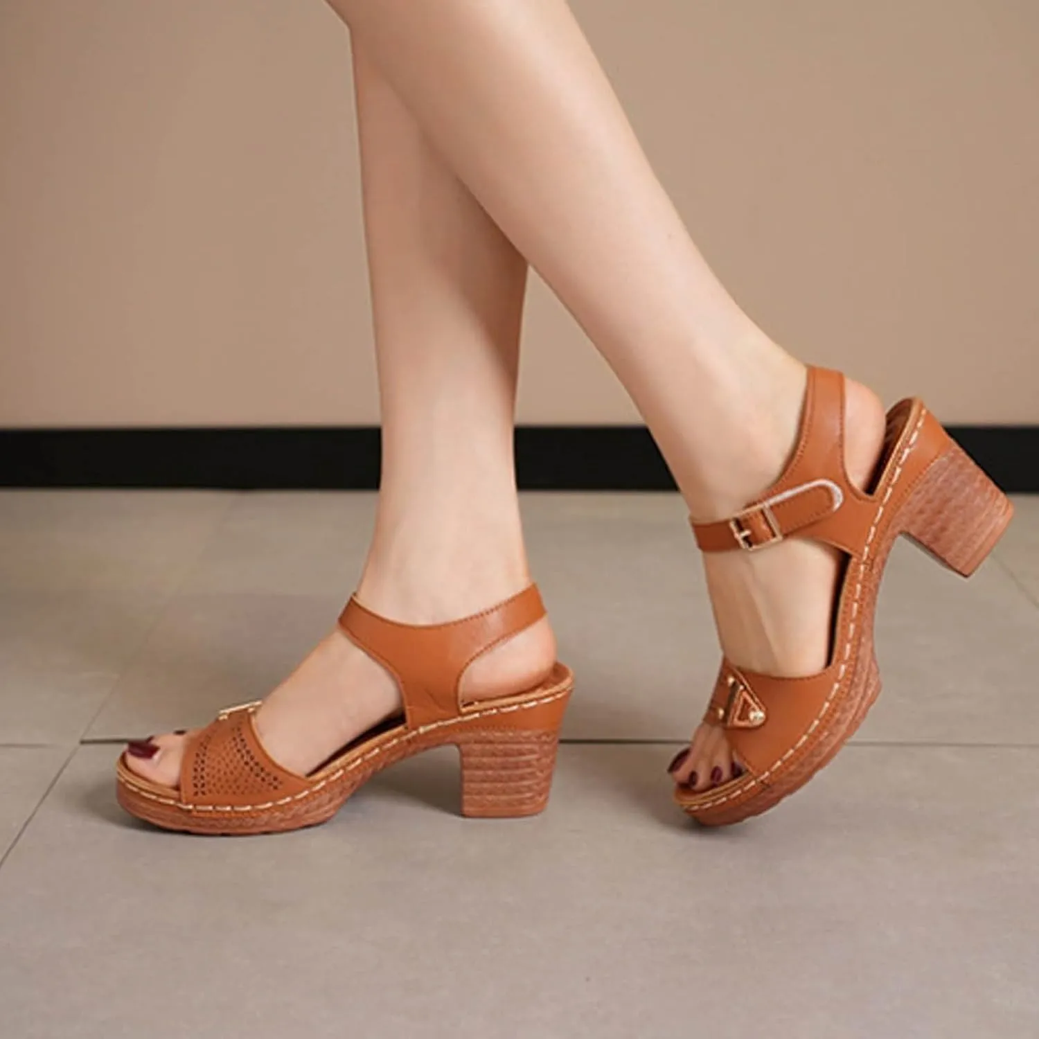 Chunky Heels Ankle Strap High Heel Sandals for Women Red Heels for Women Women's Chunky Low Heels Open Toe Sandals