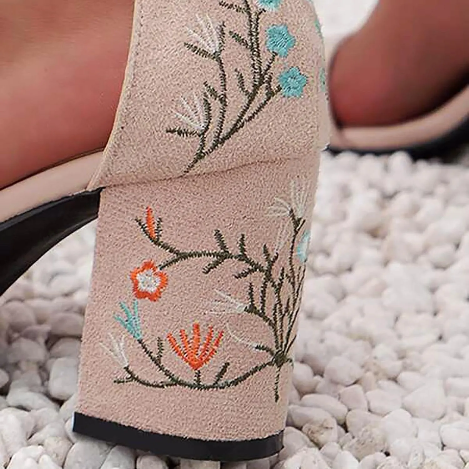 Chunky Heels for Women Open Toe Suede Sandals Block Heel Dress Shoes Ankle Strap Party Shoes Goth Summer Heels