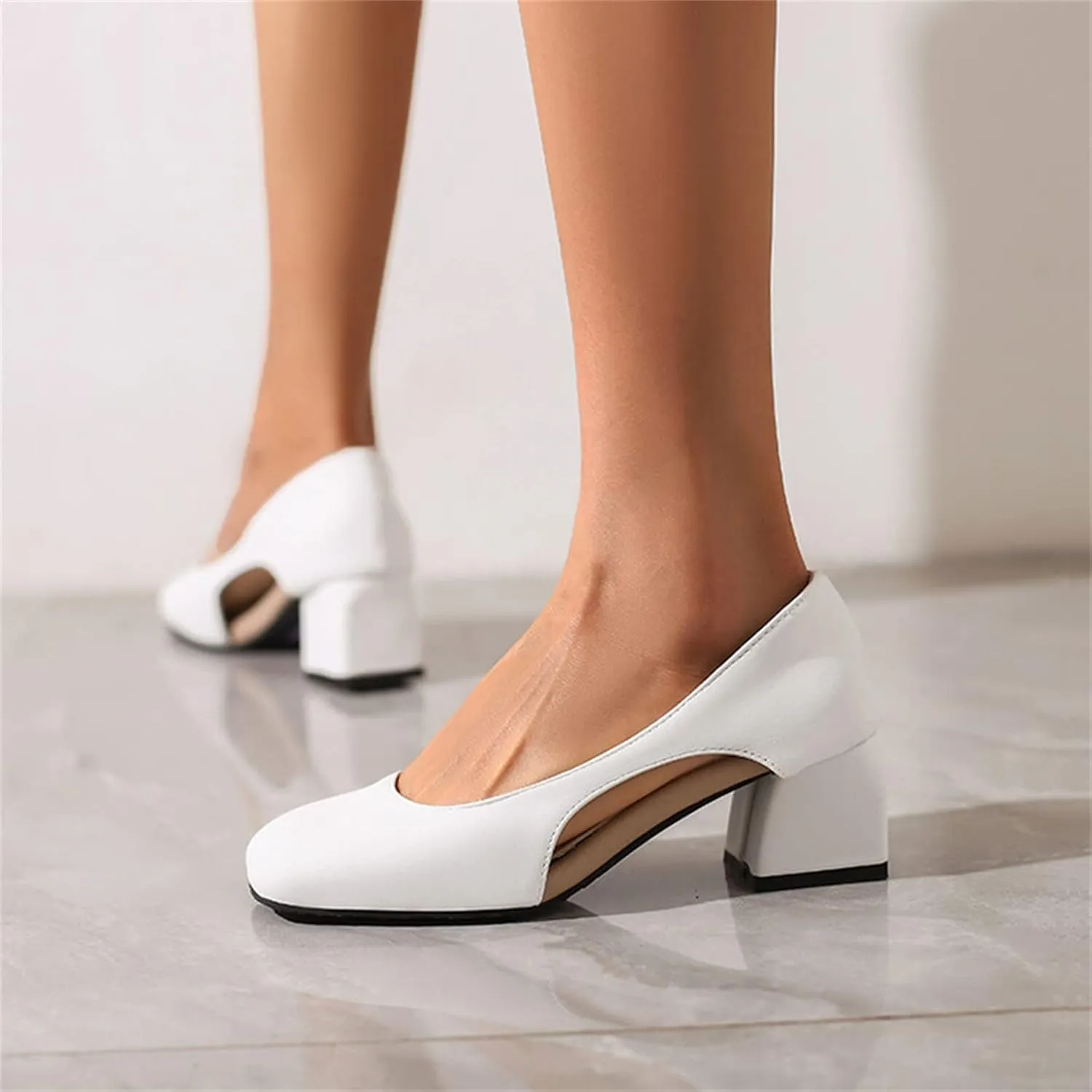 Chunky Heels for Women T Strap Mary Janes Closed Toe Dress Shoes Square Toe Office Shoes Suede Vintage Heels