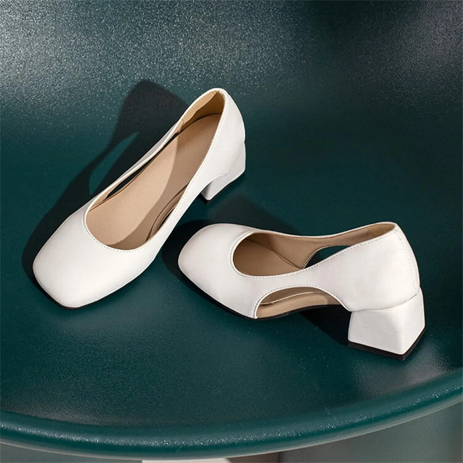 Chunky Heels for Women T Strap Mary Janes Closed Toe Dress Shoes Square Toe Office Shoes Suede Vintage Heels