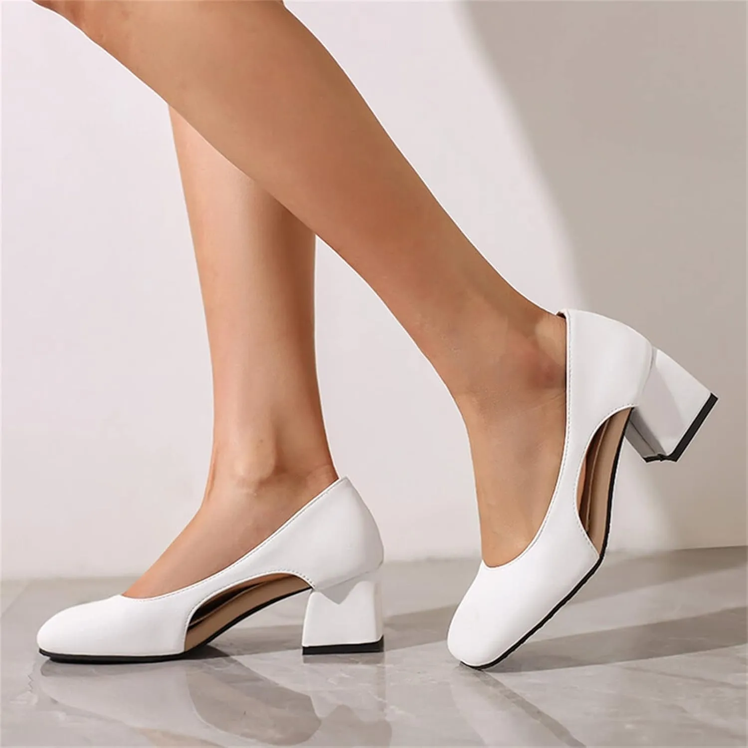 Chunky Heels for Women T Strap Mary Janes Closed Toe Dress Shoes Square Toe Office Shoes Suede Vintage Heels