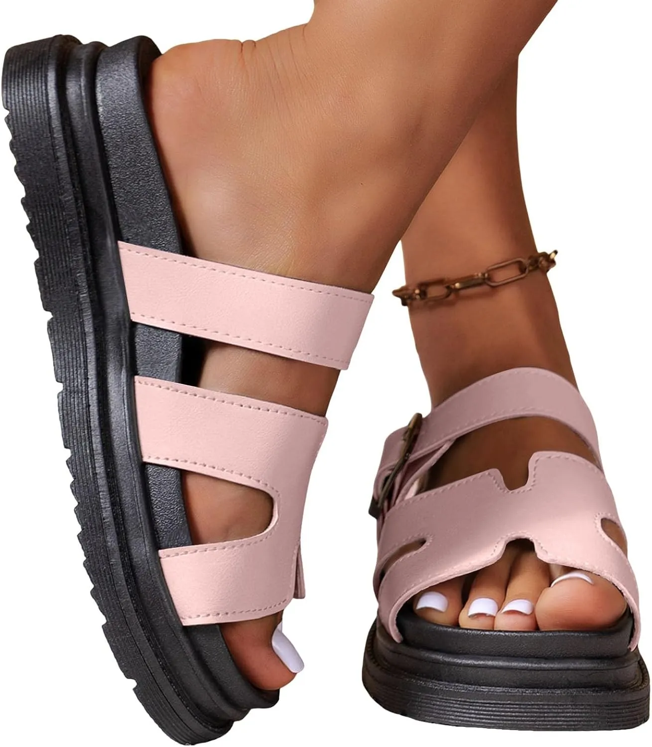 Chunky Platform Sandals for Women 2025 Comfort Wedge Wedges Heels Womens Slide on Open Toe Dress Summer Slippers Women's Orthotic Sandal Bohe Beach Slip On Cute Slides Casual Slingback Walking Shoes