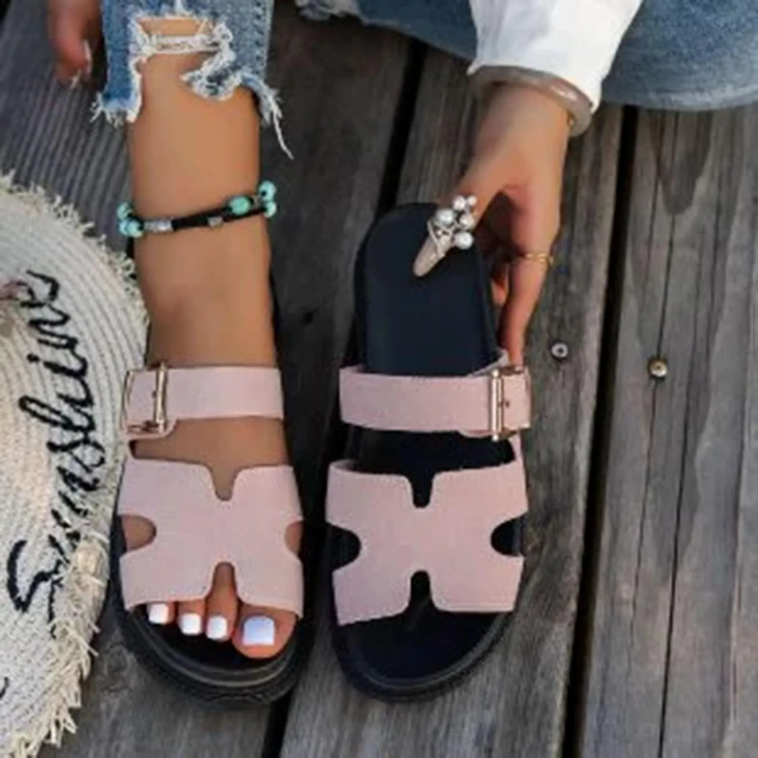 Chunky Platform Sandals for Women 2025 Comfort Wedge Wedges Heels Womens Slide on Open Toe Dress Summer Slippers Women's Orthotic Sandal Bohe Beach Slip On Cute Slides Casual Slingback Walking Shoes