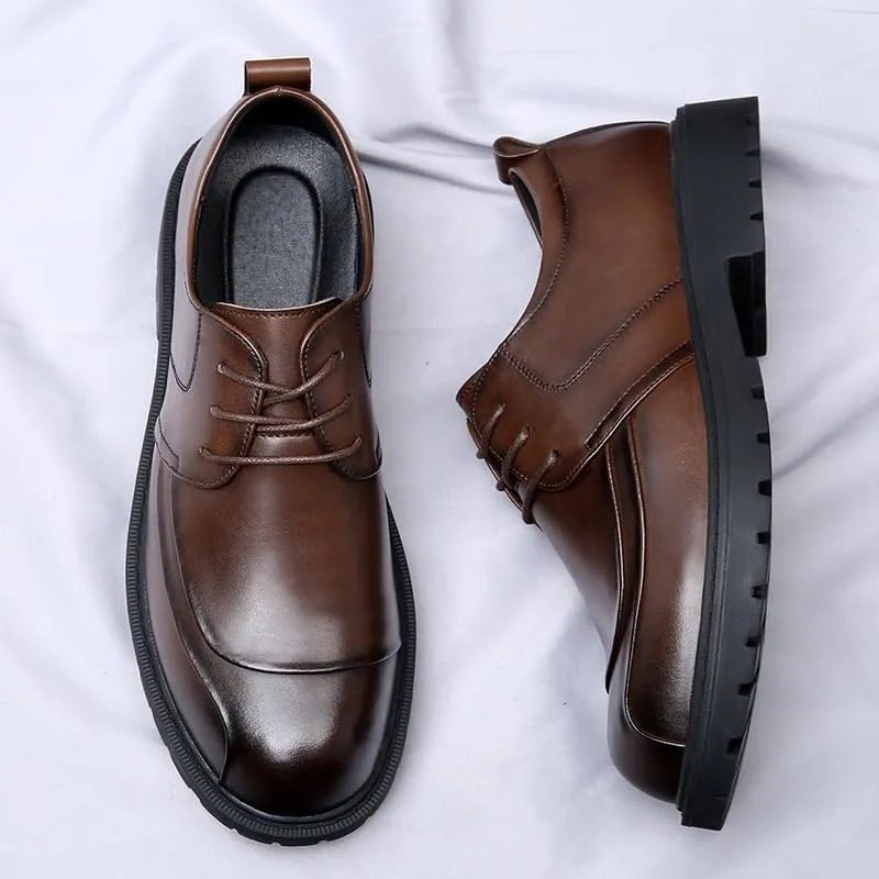 Classic Men's Leather Dress Shoes Mens Lace-Up Lightweight Casual Walking Oxfords Shoes