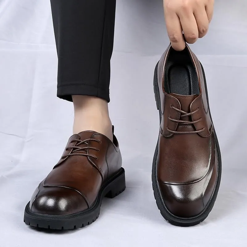 Classic Men's Leather Dress Shoes Mens Lace-Up Lightweight Casual Walking Oxfords Shoes