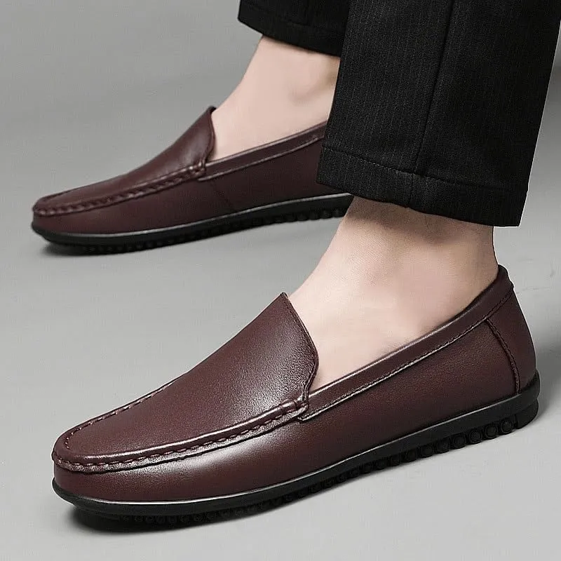 Classic Men's Leather Dress Shoes Slip On Pointed Toe Derby Shoes Classic Formal Business Oxfords Shoes