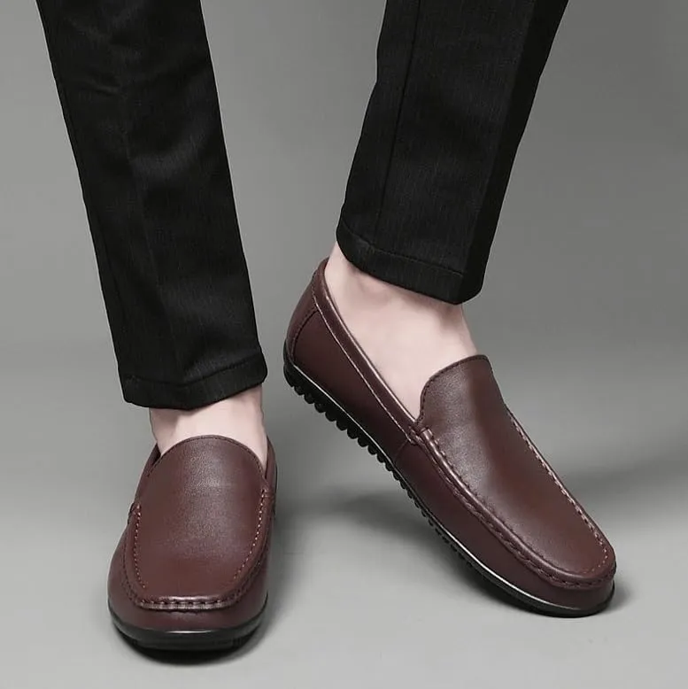 Classic Men's Leather Dress Shoes Slip On Pointed Toe Derby Shoes Classic Formal Business Oxfords Shoes
