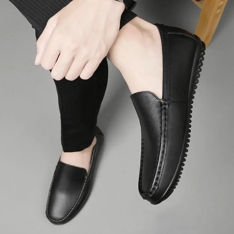 Classic Men's Leather Dress Shoes Slip On Pointed Toe Derby Shoes Classic Formal Business Oxfords Shoes