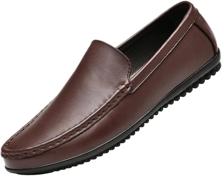 Classic Men's Leather Dress Shoes Slip On Pointed Toe Derby Shoes Classic Formal Business Oxfords Shoes
