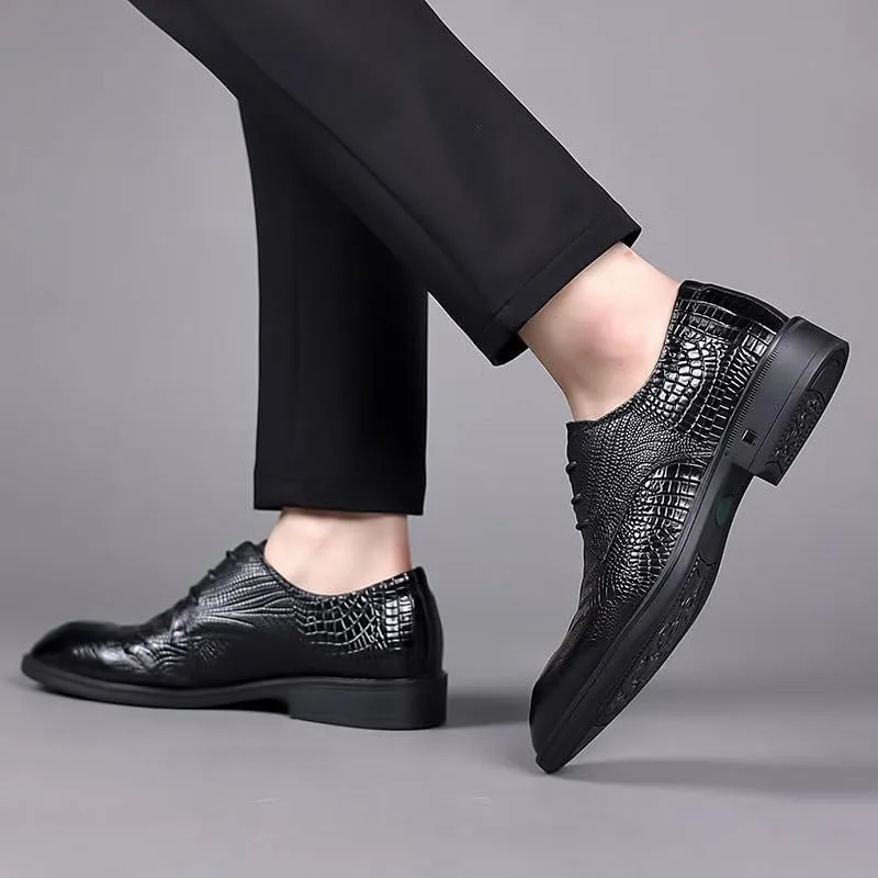 Classic Round Toe Derby Dress Shoes Cushioned Insole Design Wedding Attire Office Wear Slip-Resistant Traction Pattern