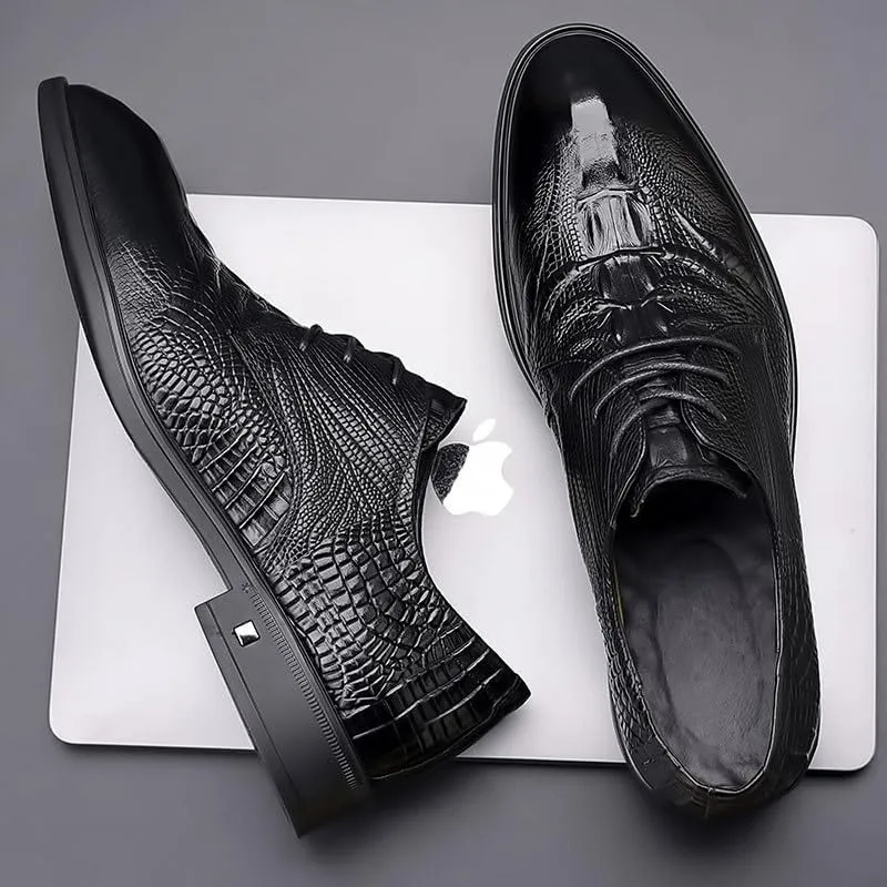Classic Round Toe Derby Dress Shoes Cushioned Insole Design Wedding Attire Office Wear Slip-Resistant Traction Pattern
