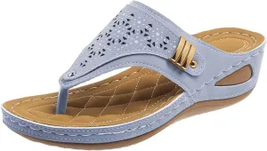 CRNTCEM Women's Orthopedic Flip Flops Wedge Sandals Arch Support Wedges Silppers Comfortable Slip on Beach Casual Walking Sandals Breathable Mesh Sports Dressy Summer Sandal