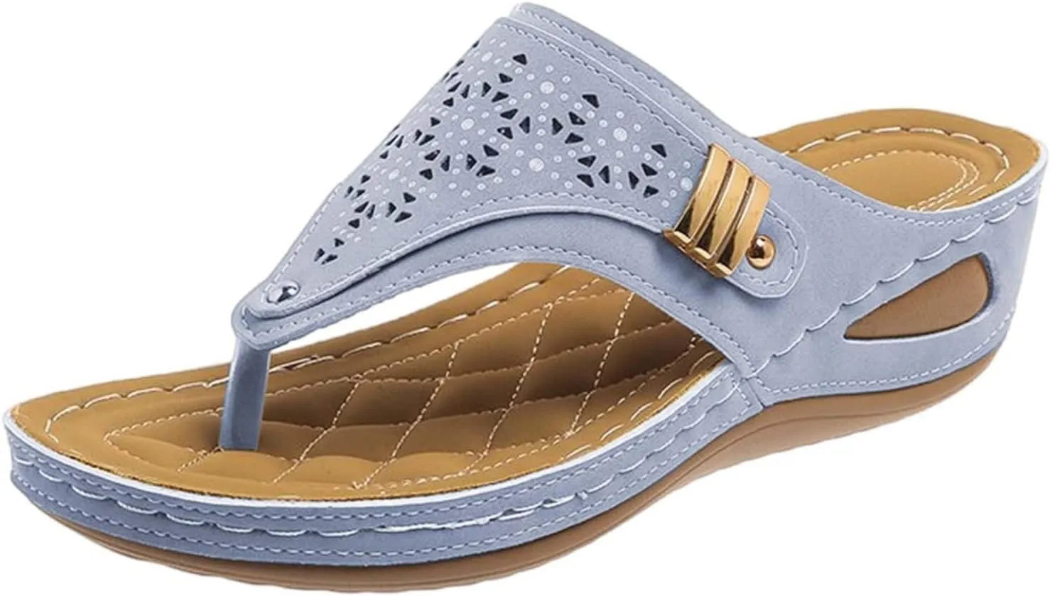 CRNTCEM Women's Orthopedic Flip Flops Wedge Sandals Arch Support Wedges Silppers Comfortable Slip on Beach Casual Walking Sandals Breathable Mesh Sports Dressy Summer Sandal