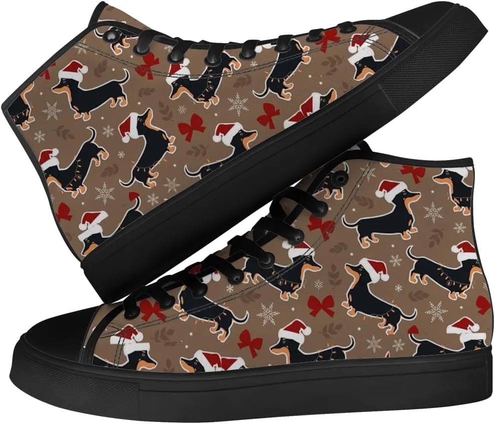 Dachshund Shoes Mens Womens Dog High Top Canvas Sneakers Lace Up Casual Walking Shoes Gifts for Men Women