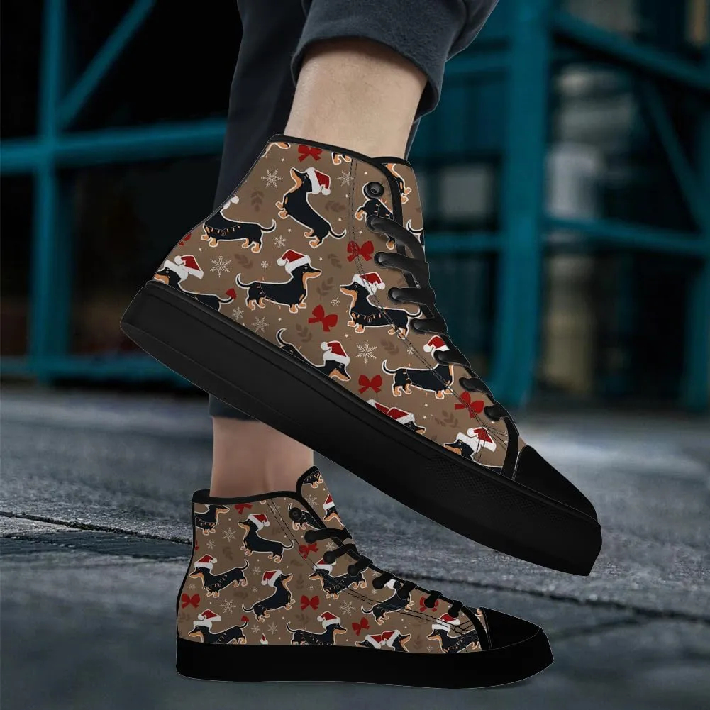 Dachshund Shoes Mens Womens Dog High Top Canvas Sneakers Lace Up Casual Walking Shoes Gifts for Men Women