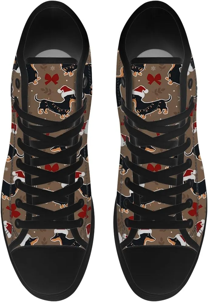 Dachshund Shoes Mens Womens Dog High Top Canvas Sneakers Lace Up Casual Walking Shoes Gifts for Men Women