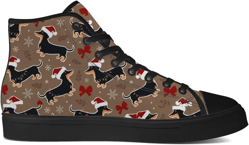 Dachshund Shoes Mens Womens Dog High Top Canvas Sneakers Lace Up Casual Walking Shoes Gifts for Men Women