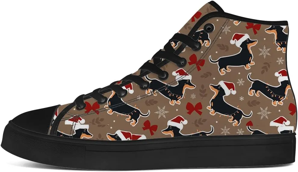 Dachshund Shoes Mens Womens Dog High Top Canvas Sneakers Lace Up Casual Walking Shoes Gifts for Men Women