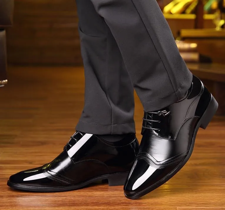 Derby Shoes Classic Men's Oxfords Mens Casual Dress Shoes Genuine Leather Business