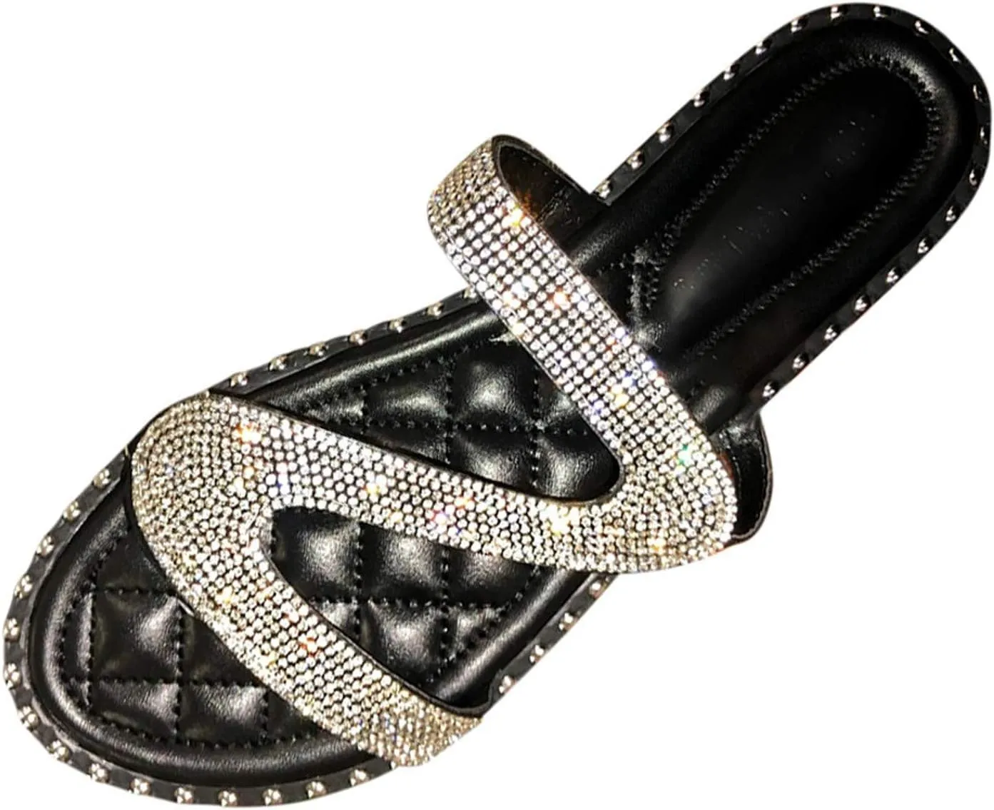 Dressy Sandals for Women Flat Flip Flops Slide Falt Peep toe Gladiator Rhinestone Women's Flat Sandals