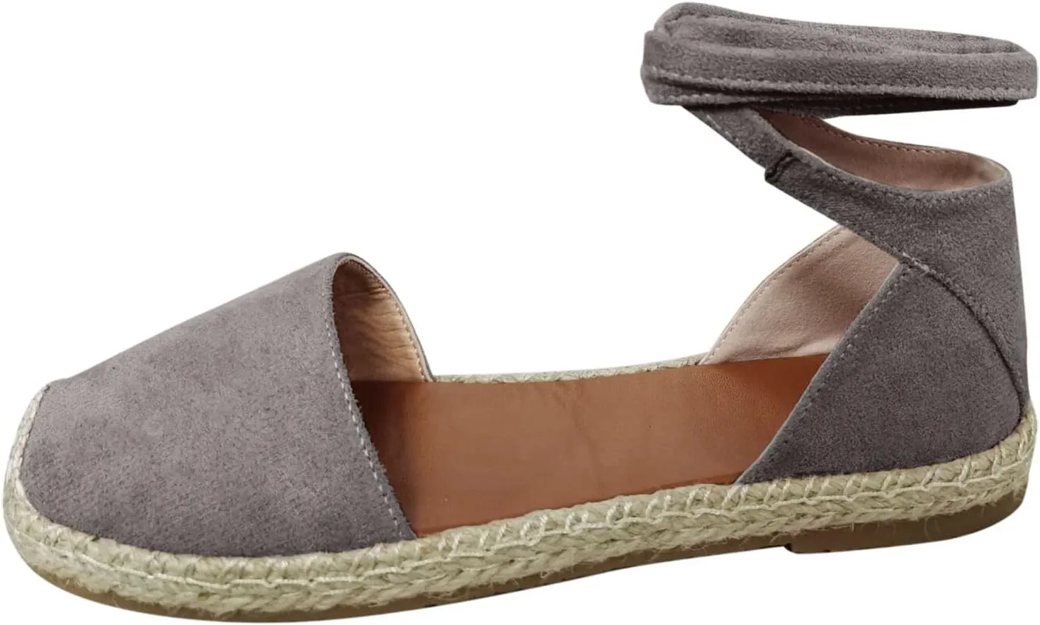 Dressy Sandals for Women Flat Vintage Espadrille Solid Straw Falt Cover Heel Linen Closed toe Covered toe