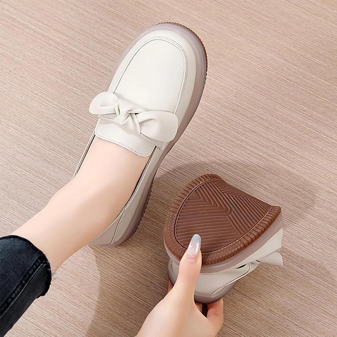 EASYANT Women Classic Leather Oxfords Shoes Women Fashion Driving Slip-on Loafers