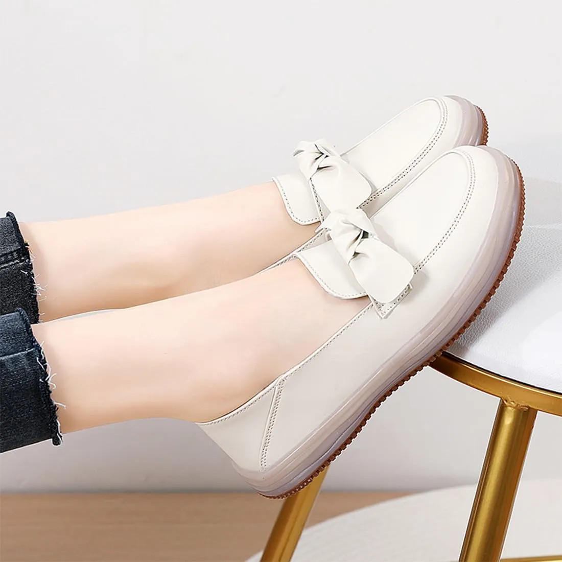 EASYANT Women Classic Leather Oxfords Shoes Women Fashion Driving Slip-on Loafers