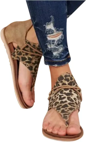 FABIURT Sandals for Women Roman Sandals Slip-On Ankle Strap Flip Flop Open Toe Casual Summer Beach Gladiator Flat Sandal