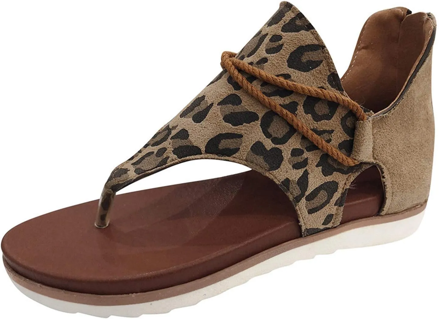 FABIURT Sandals for Women Roman Sandals Slip-On Ankle Strap Flip Flop Open Toe Casual Summer Beach Gladiator Flat Sandal