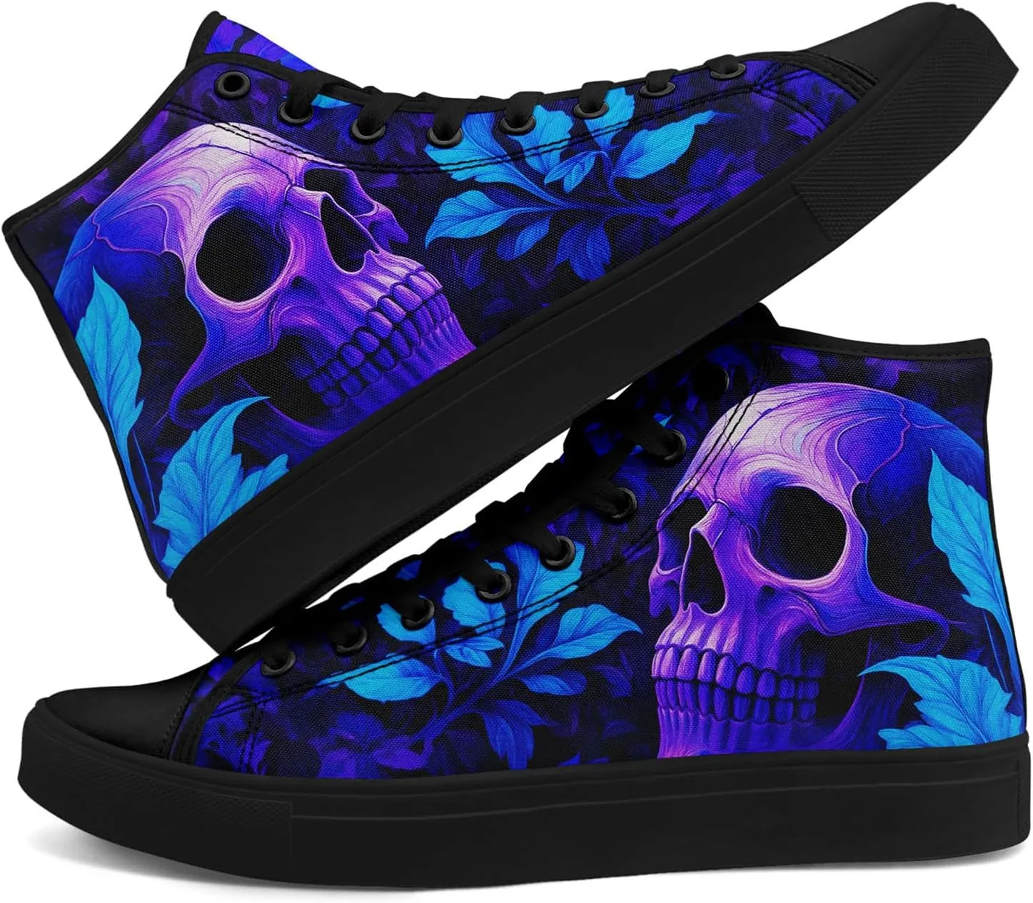 Fashion Gothic Skull High Top Canvas Shoes for Men Women Lightweight Casual Comfort Breathable Summer Stylish Flat Sneaker