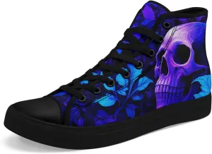 Fashion Gothic Skull High Top Canvas Shoes for Men Women Lightweight Casual Comfort Breathable Summer Stylish Flat Sneaker