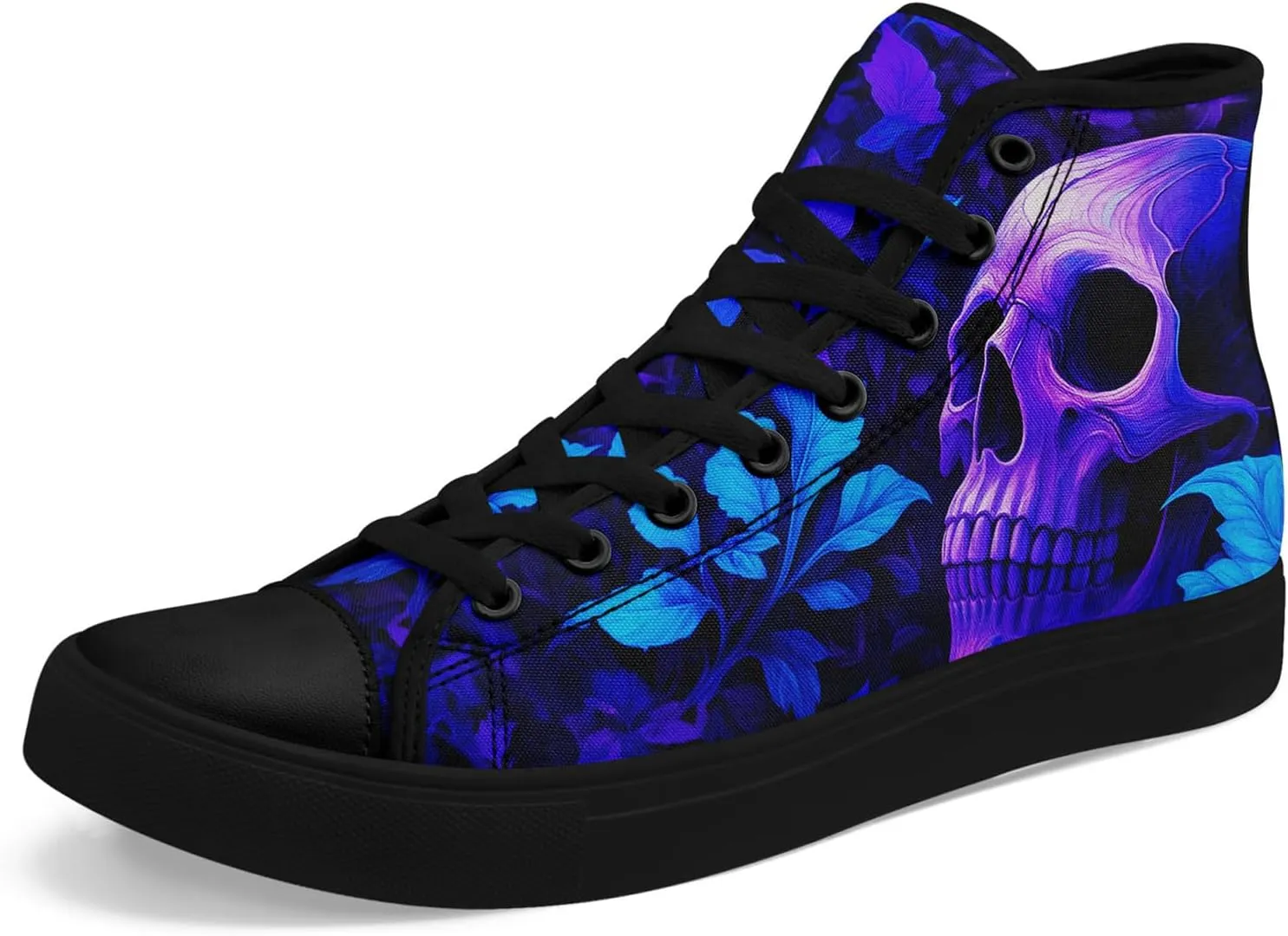 Fashion Gothic Skull High Top Canvas Shoes for Men Women Lightweight Casual Comfort Breathable Summer Stylish Flat Sneaker