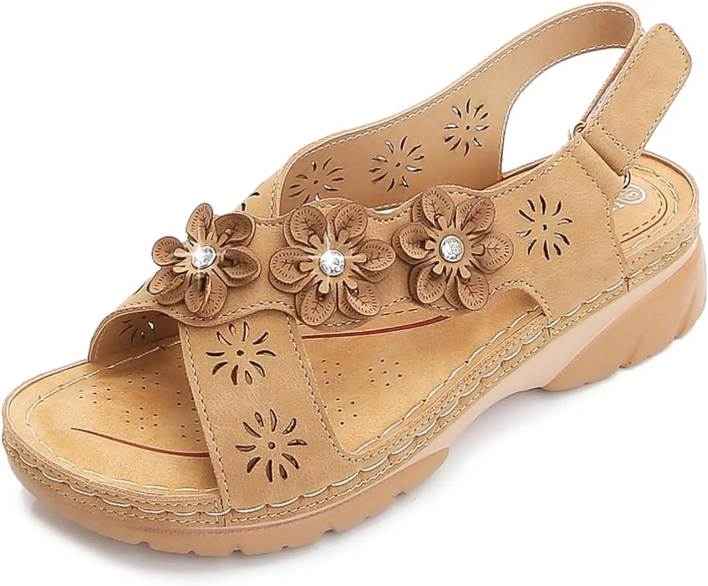 Flats Sandals for Women Summer Open Toe Lightweight Ankle Strap Walking Sandals Casual Slip on Beach Sandal