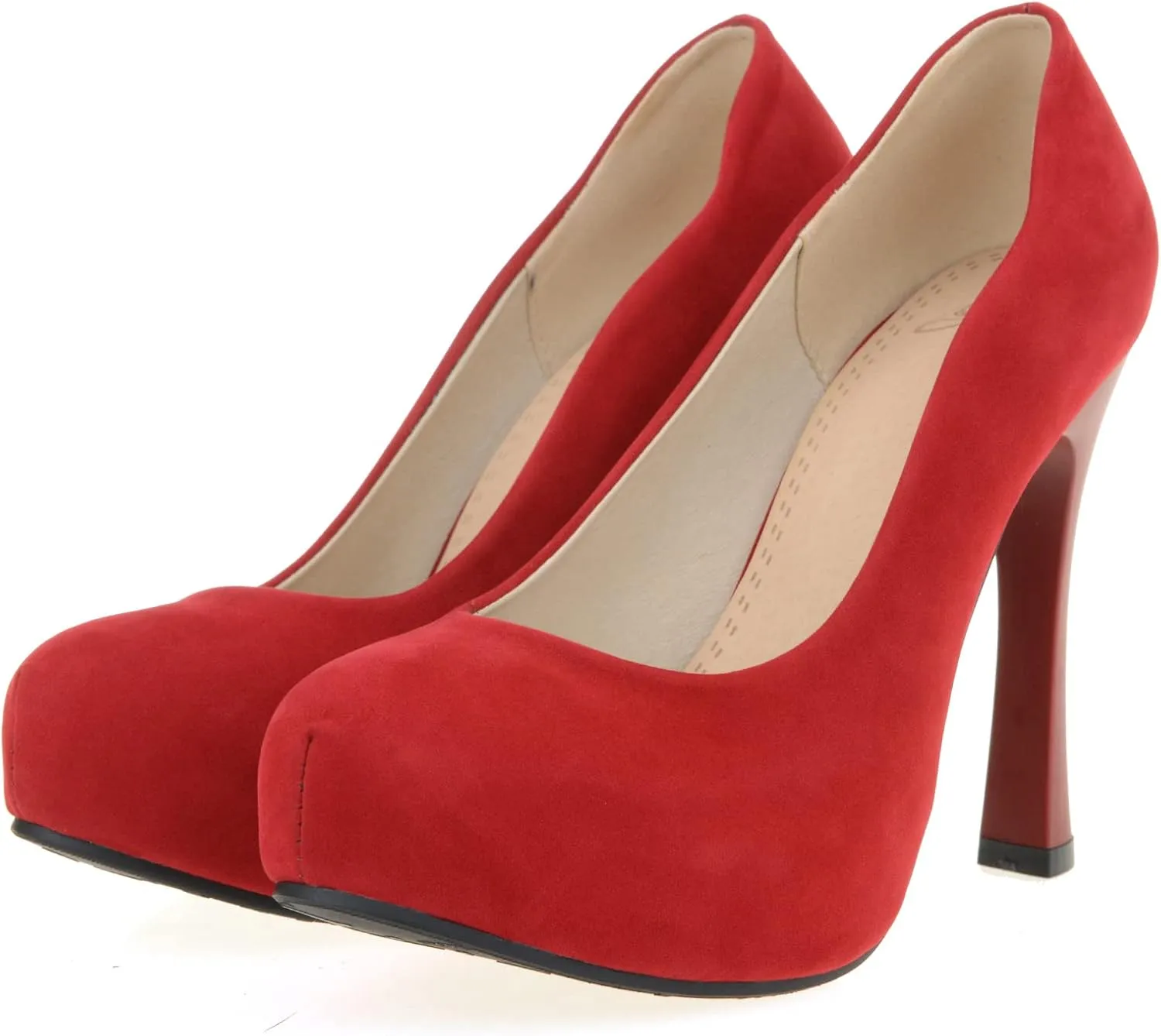 Gicoiz Platform Stiletto Heels Women Round Toe Suede Pumps