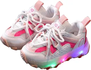 Girls Boys Sneakers Toddler Light Up Shoes Baby Lightweight Flashing Walking Shoes Athletic Running Shoe Cute