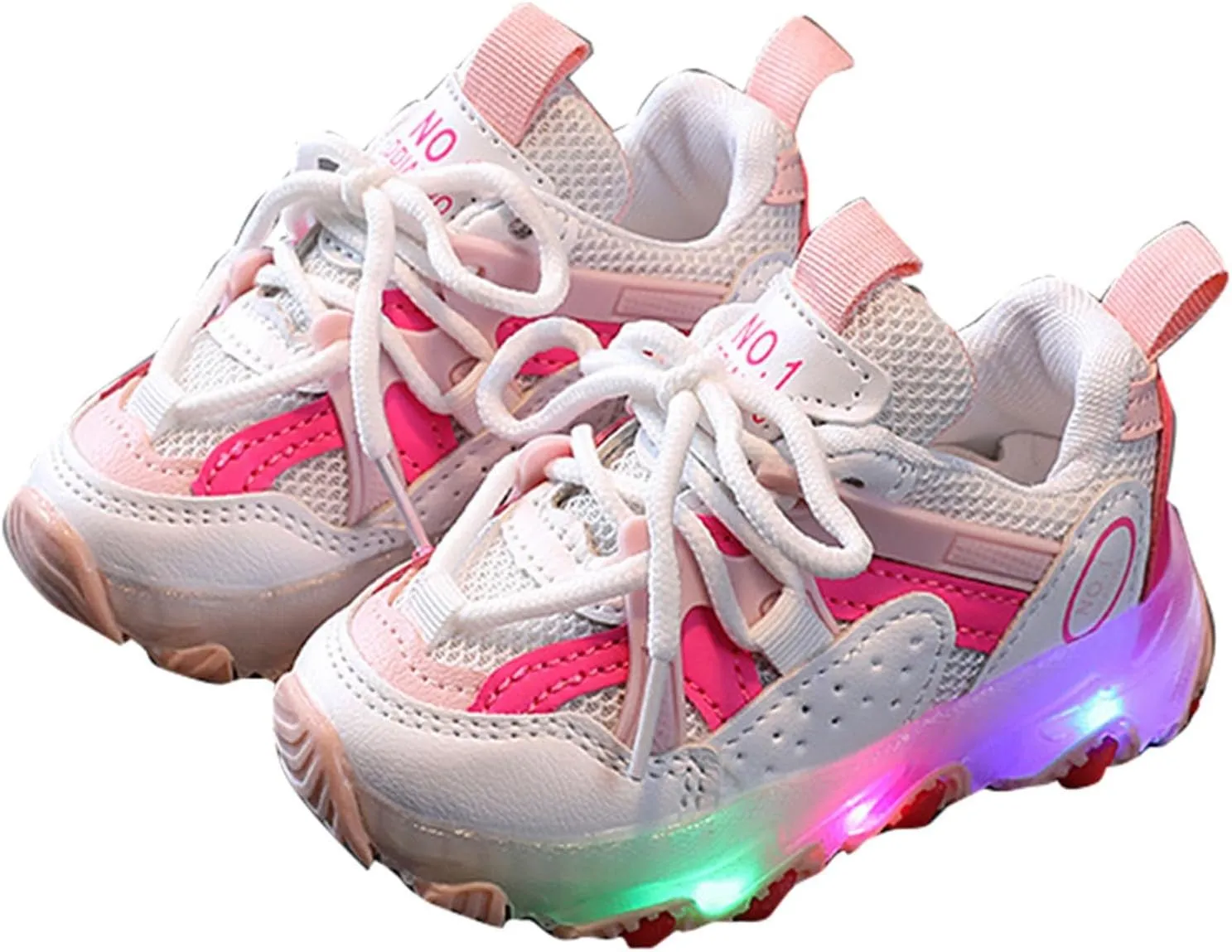 Girls Boys Sneakers Toddler Light Up Shoes Baby Lightweight Flashing Walking Shoes Athletic Running Shoe Cute