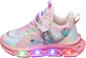 Girls Sneakers Casual Shoes LED Light Up 𝗠ermaid Shoes Slip On Light-Up Sneakers Breathable Mesh Sneakers
