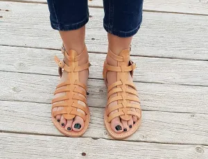 Gladiator Greek Leather Sandals for Women - Handmade with 100% Natural Leather
