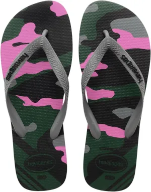 Havaianas Unisex Top Camo Sandal - Bold Print Flip Flops - Black, 11/12W - 9/10M