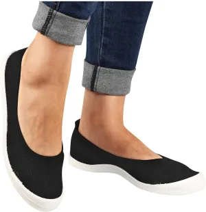 Hbeylia Slip On Loafers For Women Lightweight Breathable Mesh Ballet Flats Walking Shoes Soft Comfort Knit Slip-On Flats Fashion Casual Low Top Knitted Fashion Sneakers Work Nurse Driving Shoes