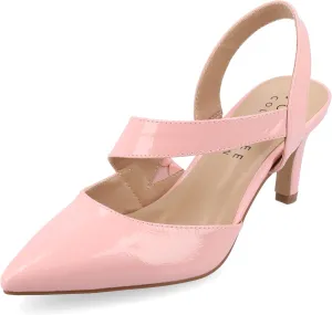 Journee Womens One Crossover Strap Stiletto Heel Pointed Toe Scarlett Comfort Foam Dress Pumps